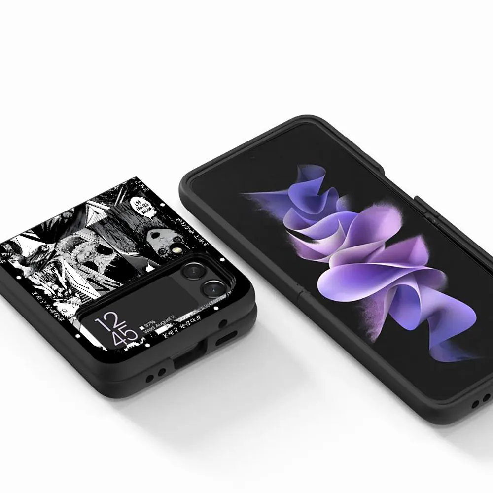 Tomie Comie Again 케이스, 삼성 갤럭시 Z 플립 4, 3, 5G 하드 PC 폰 커버, Zflip3, Zflip4, 블랙 접이식 케이스, Flip4, Flip3 Capa