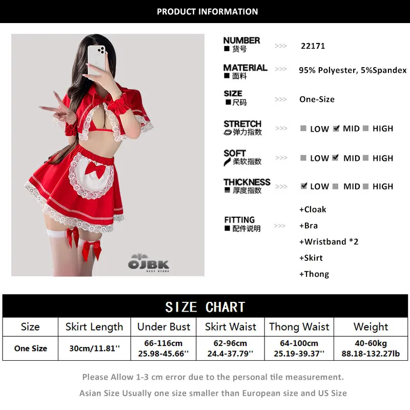 OJBK Christmas Cosplay Costumes Girls Three Point Lingerie Outfit Red Santa Maid Outfits Open Chest With Lace Skirt Uniform women lingerie women lingerie set women cosplay costume