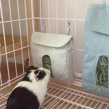 Contenitore per dispenser per alimentazione con supporto per borsa per fieno, per conigli, porcellini d'India, piccoli animali domestici