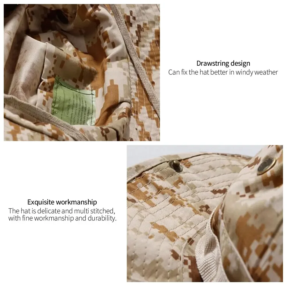 New Tactical Camouflage Boonie Hat Men US Bucket Hats Hunting Hiking Outdoor Camo Sun Caps Panama Summer Cap