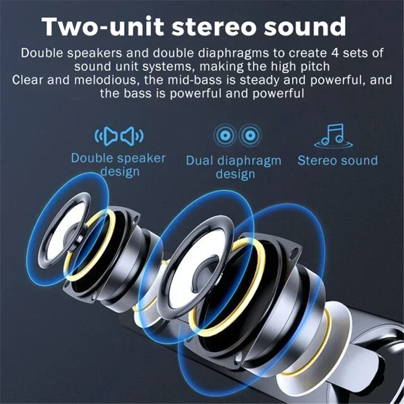 USB Wired Powerful Computer Speaker Bar Stereo Subwoofer Bass Speakers Surround Sound Box LED For PC Laptop Phone Tablet MP3 5