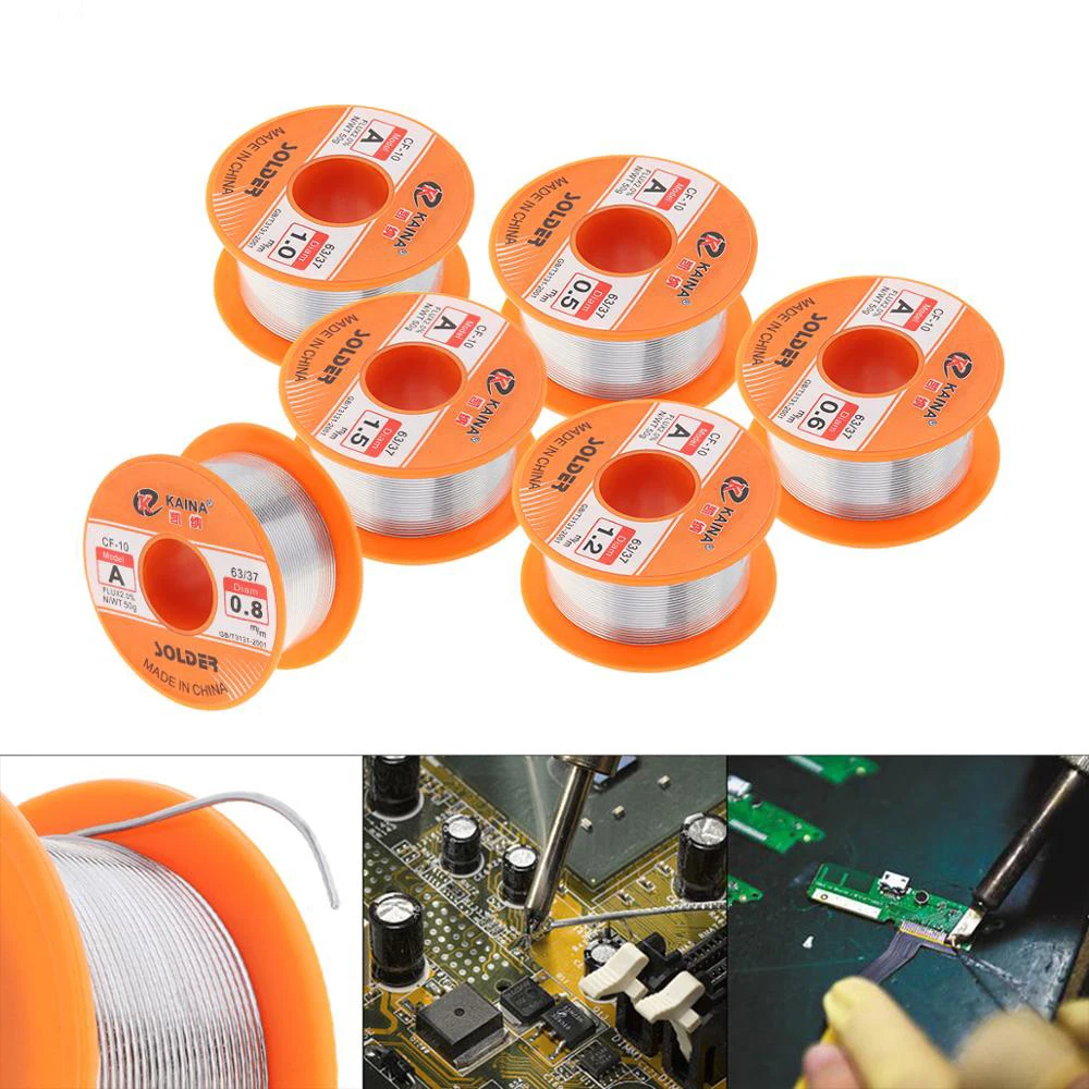 Soldering Wire Soldering Tin Wire Welding Wires 50/100G 0.5mm-2mm No-Clean Rosin Core Solder Tin Wire Reel 63/37 CF-10 2% Flux Low Melting Point For Electric DIY Weld