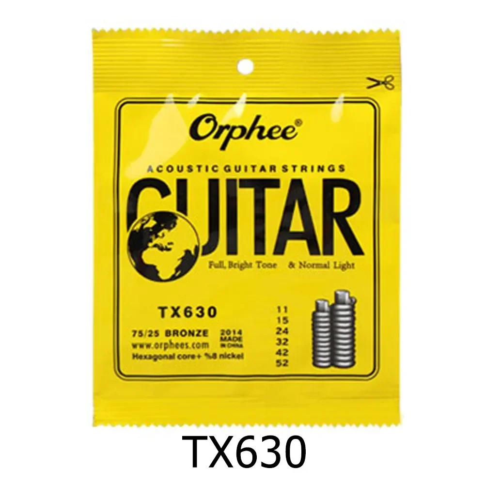Orphee Acoustic Guitar Strings 6pcs Set Clear And Glossy Sound 10 47 Extra Light 11 52 Normal Light 12 53 Medium Gauge