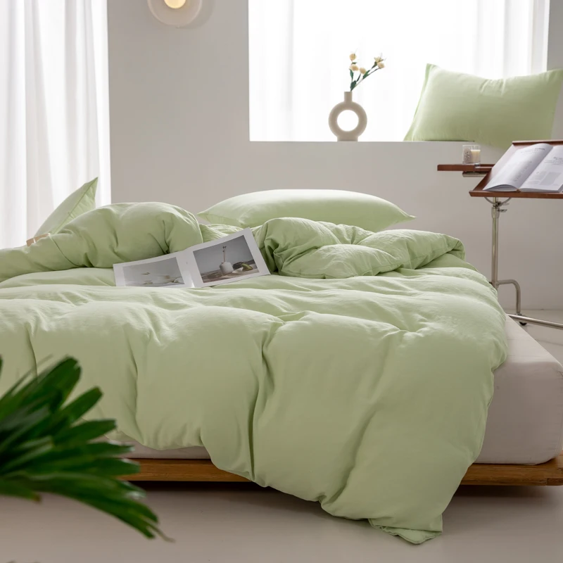 Solid Color 100% Washed Cotton Japanese Minimalist Duvet Cover
