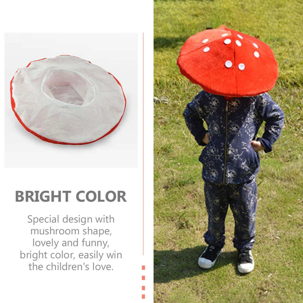 2pcs Decor Mushroom Hats Cartoon Party Costume Hat Kids Mushroom Hat for Party mushroom shaped hats funny red mushroom hats