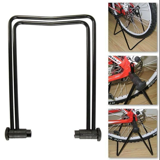 Soporte de suelo para bicicleta, soporte Vertical para reparación de  bicicletas de montaña y carretera, plegable y ajustable - AliExpress