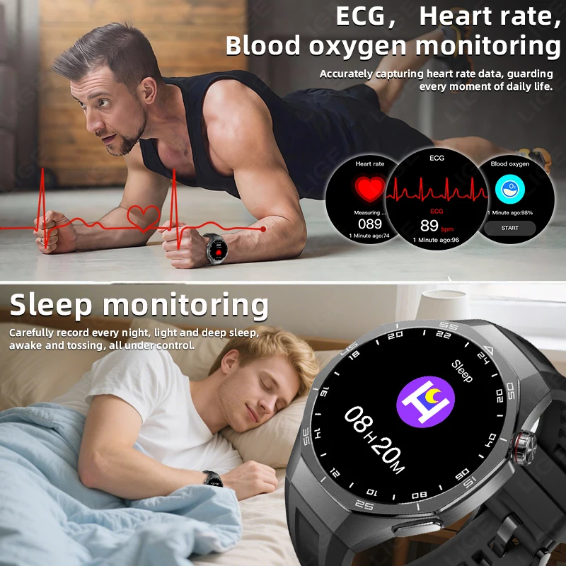 LIGE For GT5 Pro Smart Watch ECG Heart Rate Health Monitoring Bluetooth Call Bracelet Dynamic Island Men Fitness Smartwatch 2026