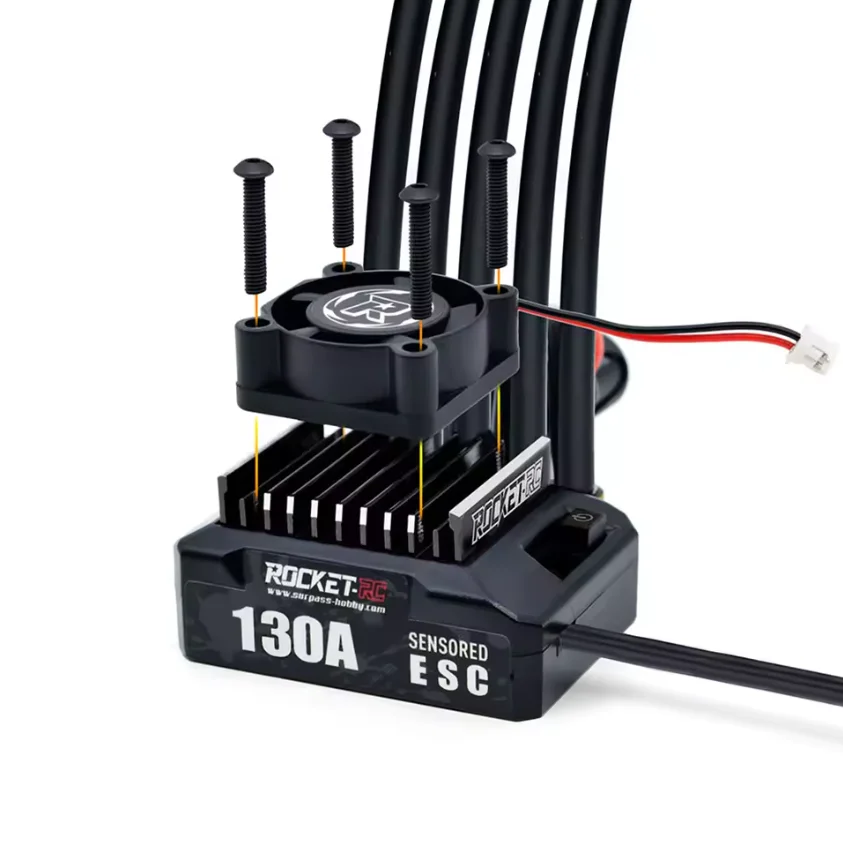 ESC 130A sans balais pour voiture RC 1/10 avec ventilateur et carte programmation
