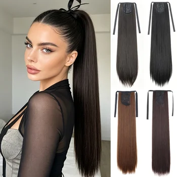Extension per capelli a coda di cavallo con nastro, sintetica, lunga, avvolgente, per donna, per acconciature quotidiane