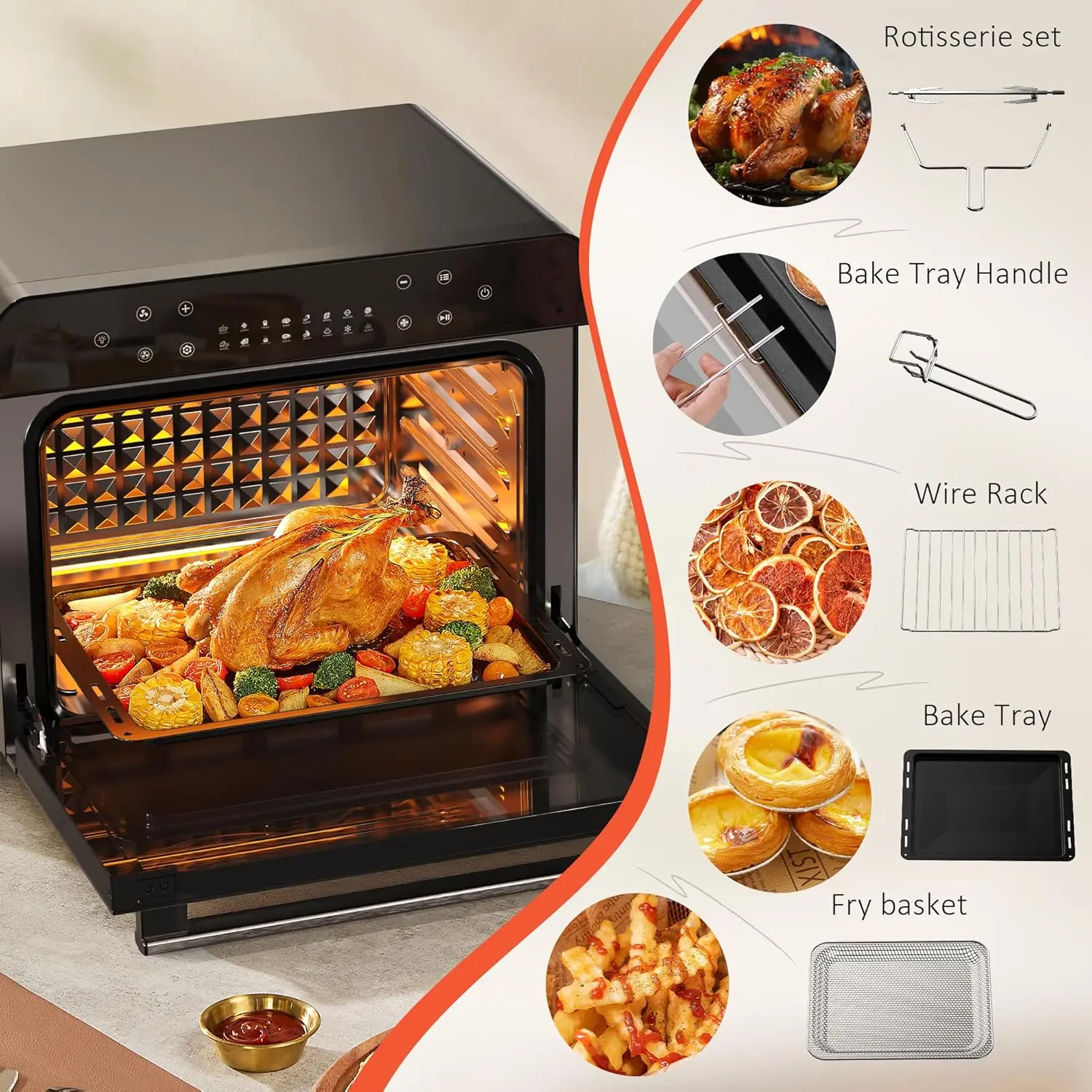 Karinear 36L Air Fryer Oven, 1800W Stainless Steel Airfryer Oven