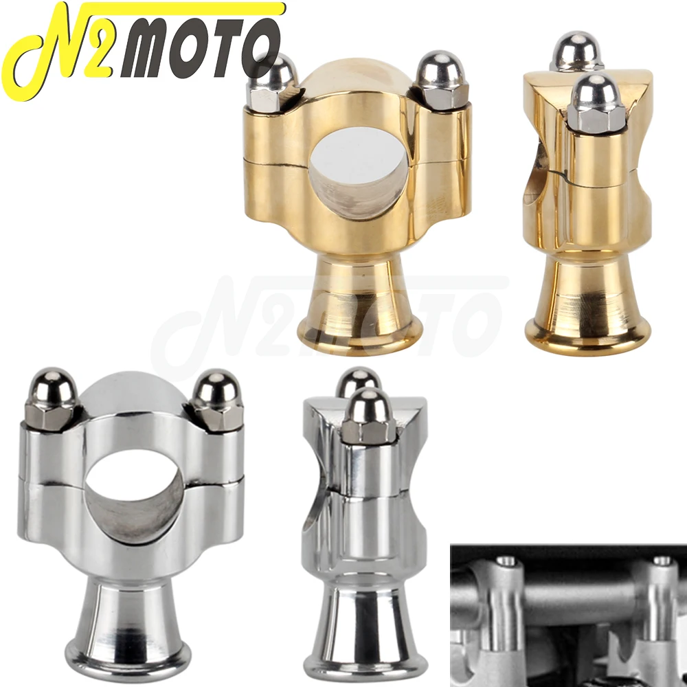 Chrome & Brass 1" Straight Riser New Motorcycle 25mm Handlebar Clamp