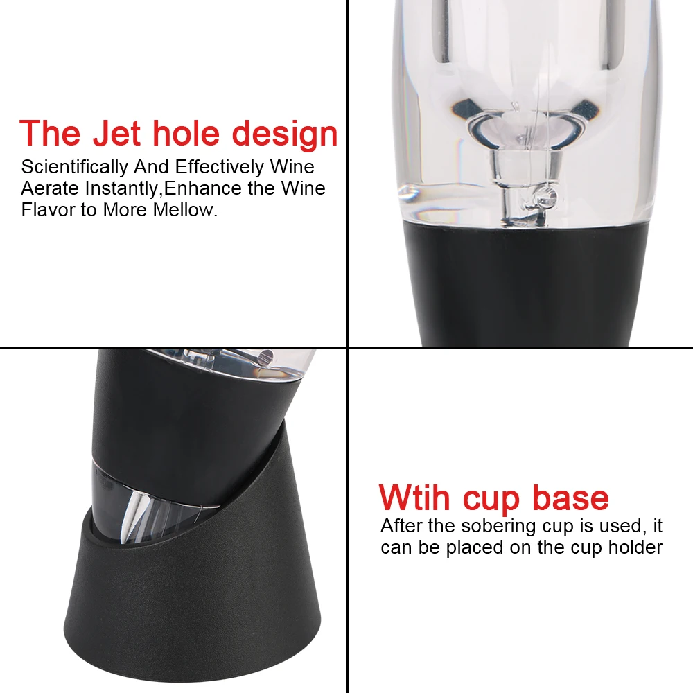 Wine Aerator Pourer Wine Aerator Decanter Red Wine Whisky Aerator Dispenser Professional Wine Decanter Pourer Filter and Base Quick Sobering For Bar Party Kitchen
