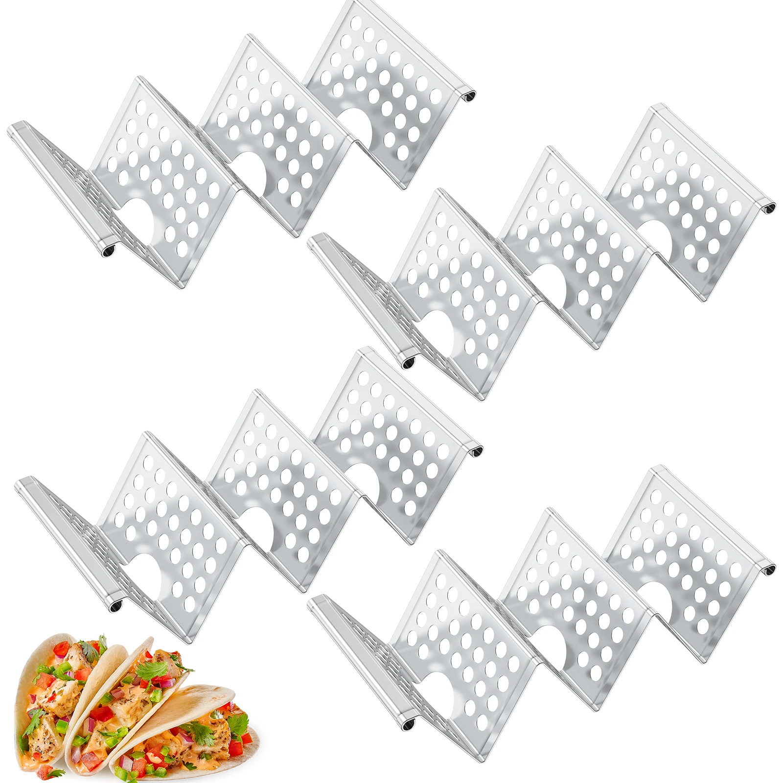 4Pcs Taco Holder Stainless Steel Taco Holder Stand Rack Holds Up to 3 Tacos Grill Oven and Dishwasher Safe Stand taco holder