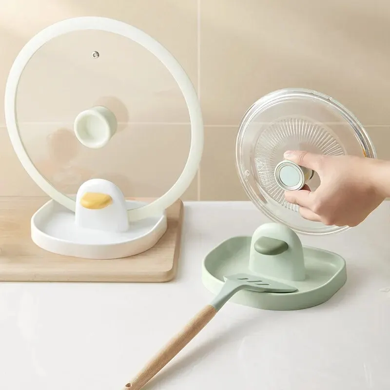 Kitchen Organizer Multifunctional Plastic Kitchen Countertop Storage Rack Household Soup Spoon Pot Cover Storage Rack 1pc