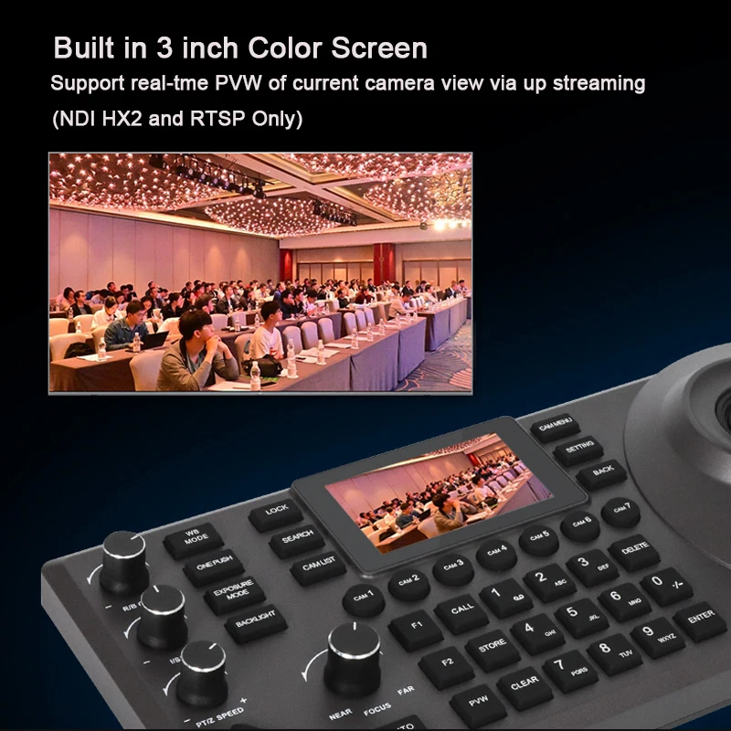 Ptz 카메라 콘솔 제어 NDI IP POE 4D 조이스틱 키보드 컨트롤러, 4k 라이브 스티밍 카메라 리모컨