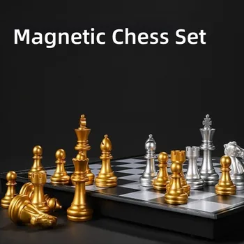 Portable 12.5inch Chessboard Magnetic Chess Set Folding Magnet Travel Board Game Set Portable Plastic International Chess Kid 3