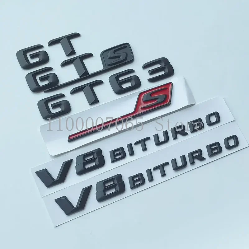 2015 Matte Black Letters Gt Gts Gt53 Gt63 V8 Biturbo Top Abs Emblem Per Mercedes Benz Gt Amg Car Side Fender Trunk Badge Sticker