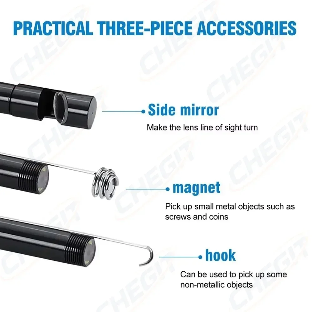 7MM HD USB Industrial Endoscope Camera Single Lens Mini Inspection Waterproof Pipeline Borescope for Android/PC Type C Gift 5