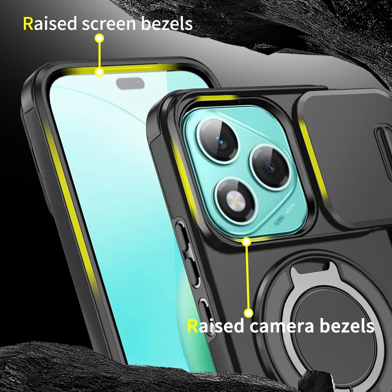 Enhanced Magnetic Ring Holder Case with Slide Camera Lens Protection