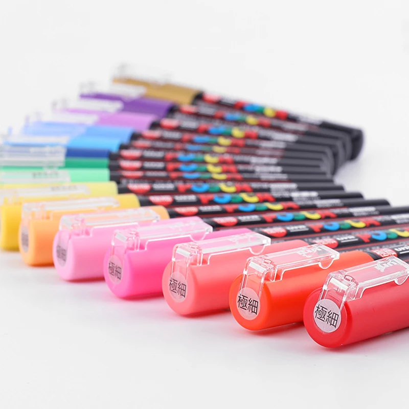 Uni 12pcs Posca Paint Markers,PC 1M 12C Extra Fine Posca Markers with Extra  Fine Tips, Posca Marker Set of Acrylic Paint Pens - AliExpress