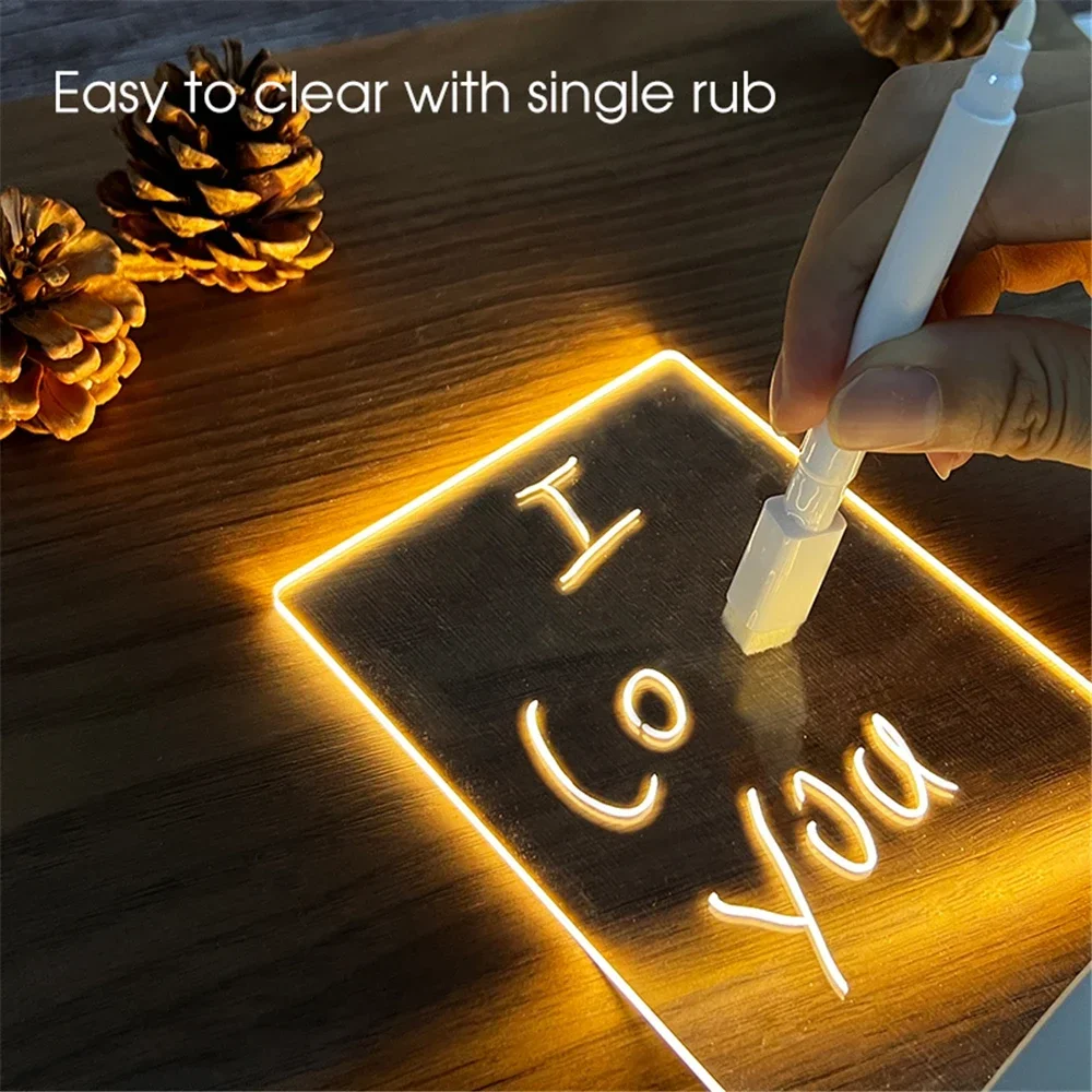 

USB Luminous Acrylic Night Light Transparent Luminous LED Night Lights Board Calendar Erasable Write Message Desktop Ornaments