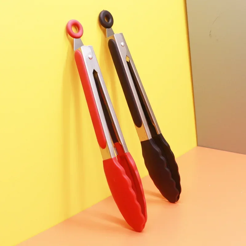 Food Tongs Kitchen Utensils Set Kitchen Tongs Silicone Non-slip Cooking Clip Clamp BBQ Salad Tools Grill Kitchen Accessories Silicone Food Tong Stainless Steel