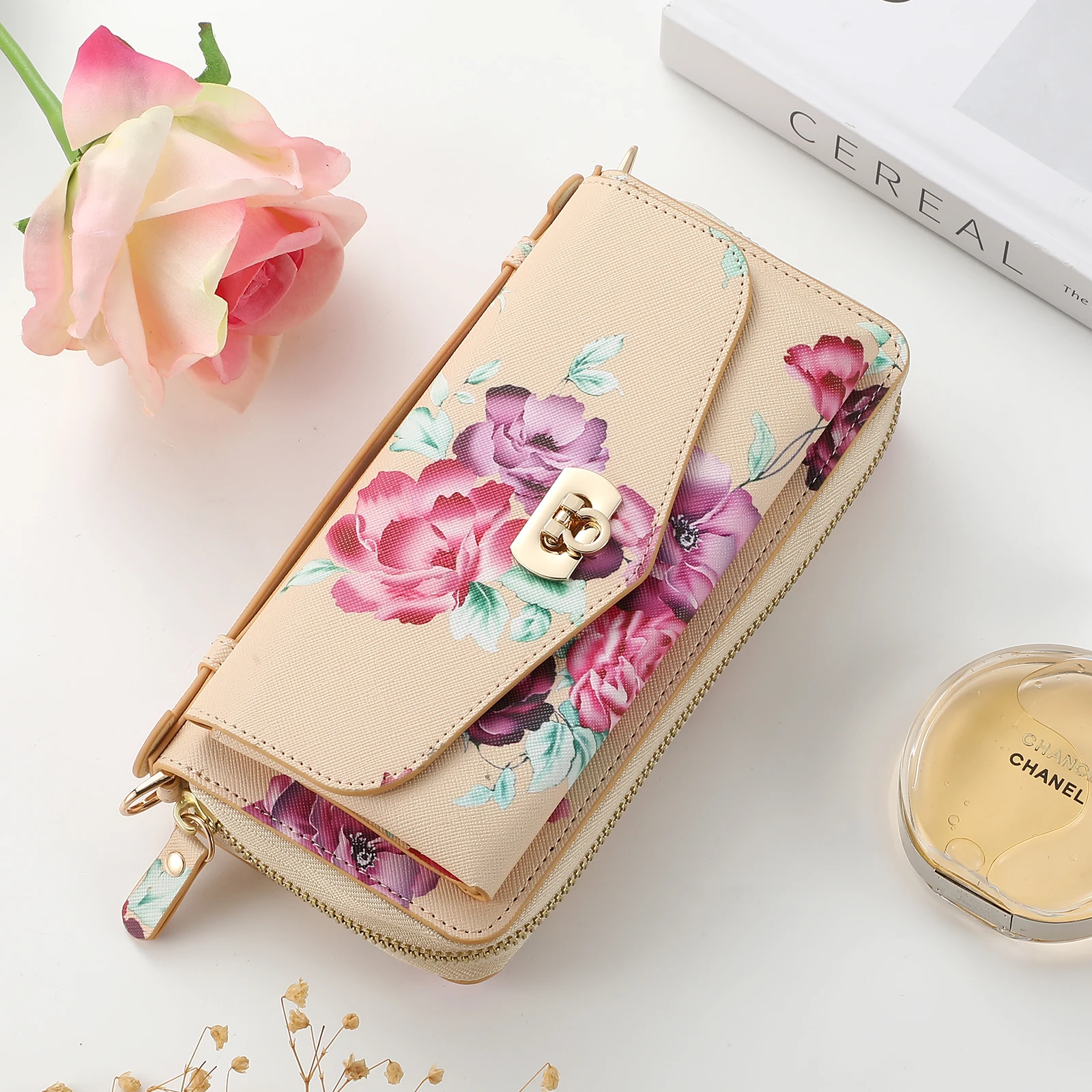 Zipper Detachable Magnetic Leather Wallet Case with MagSafe Charging Capability