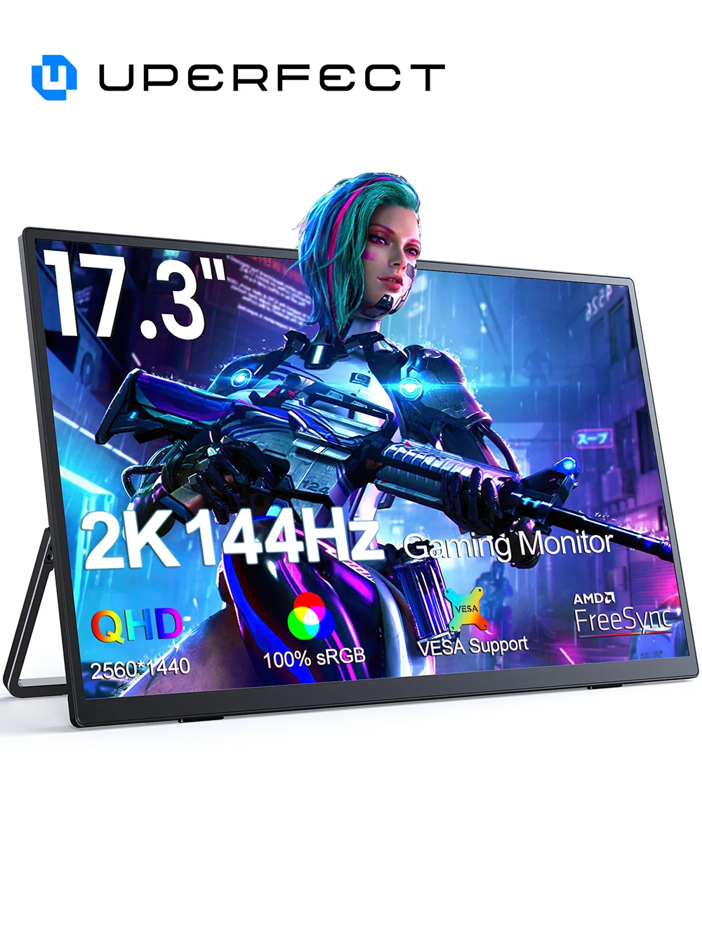 UPERFECT 17.3 인치 2K 144Hz 휴대용 게임 모니터 2560x1440 HDR FreeSync IPS PC 용 디스플레이..