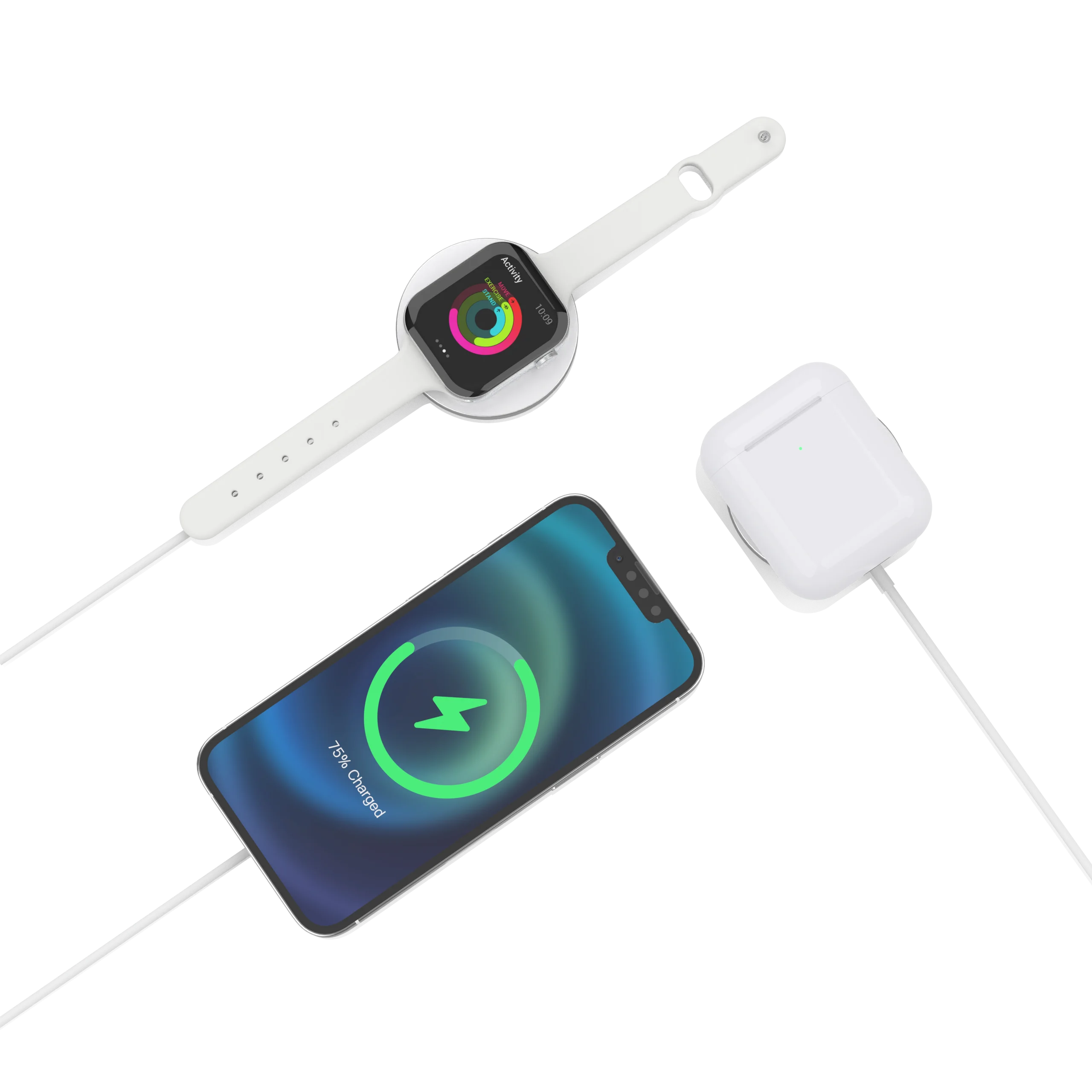 Support de chargeur sans fil 3 en 1 pour iPhone, iWatch, AirPods, magnétique, pliable, avec chargeur Mag Safe