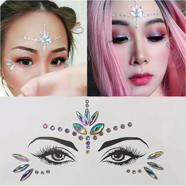 3D Face Gems Jewels Sticker Shiny Face Decoration Rhinestones