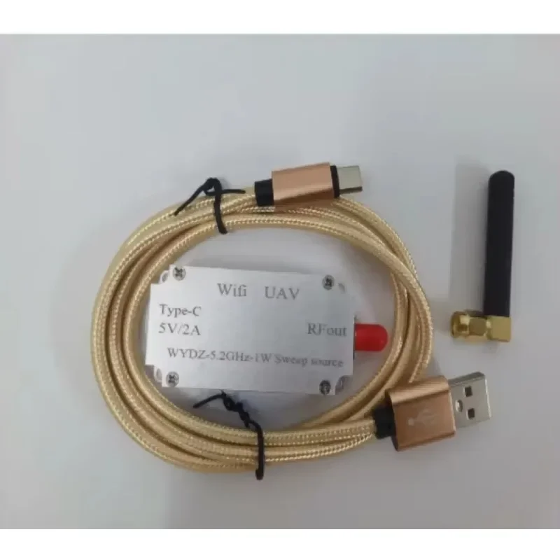 WiFi Bluetooth Jammer 2.4GHZ 5.2GHZ 5.8GHZ 1W With TYPE-C Cable Antenna + Aluminum She