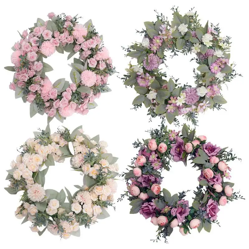 

Flower Door Wreath 40cm Artificial Door Sign Fake Flower Garland Holiday Gift Decor For Front Doors Schools Homes Living Rooms