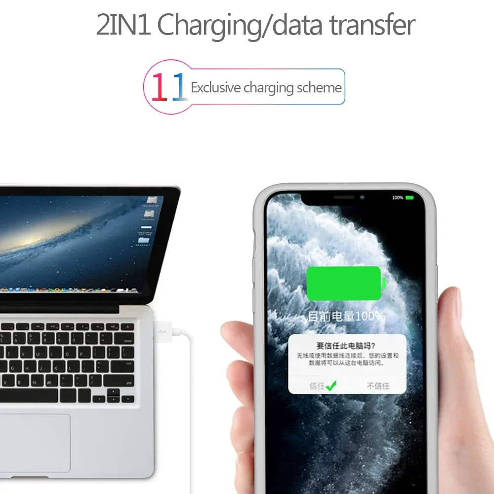 6000mAh 외부 배터리 충전기 아이폰 X XS XR 11 Pro Max 보조베터리 백업 충전기 커버 iPhone 6 7 8 플러스 SE2