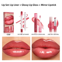 Limited Edition Sparkle Glasting Color Gloss - 3 - Pack with 3D Mirror Shine and Plumping Effect (01)