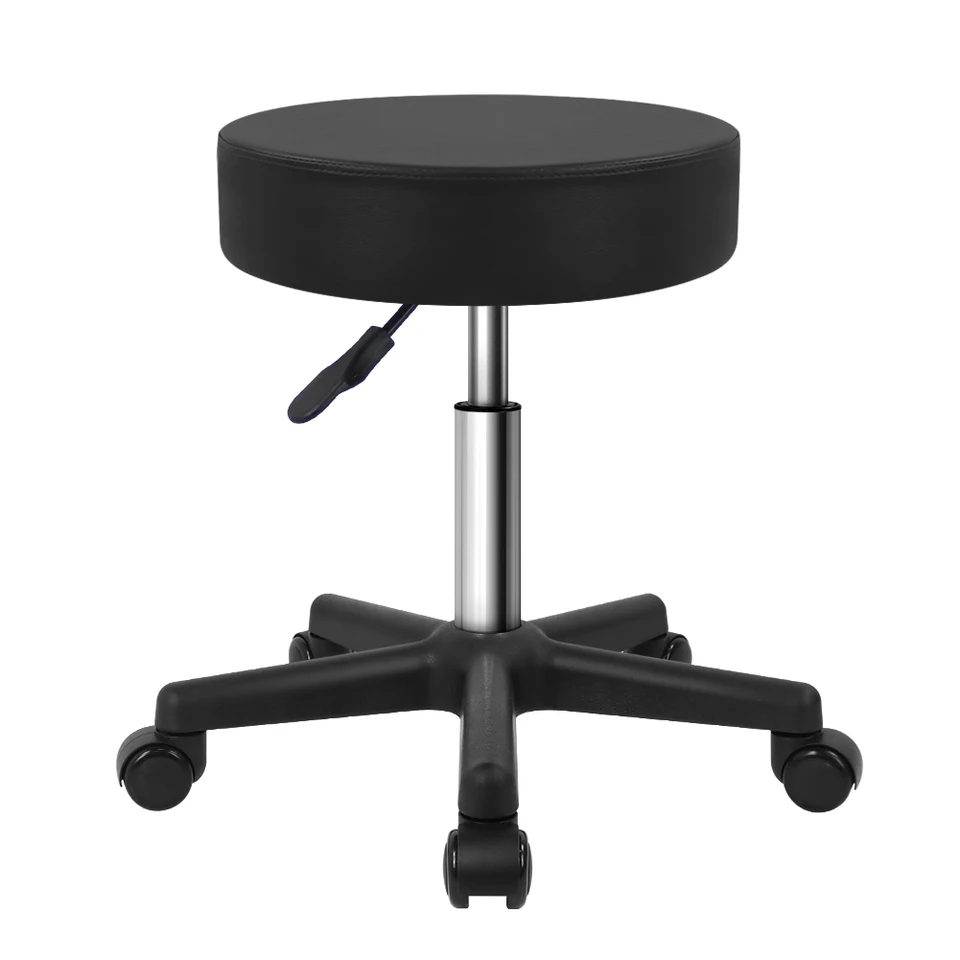 Adjustable Rolling Stool with PU Leather Comfort
