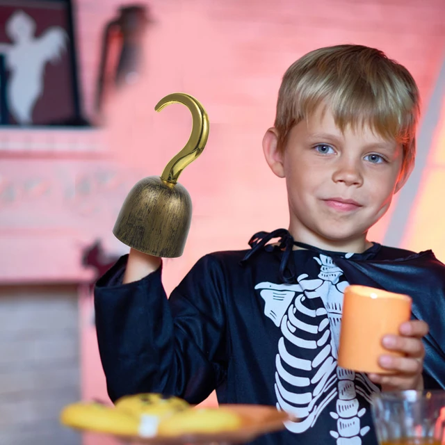 Golden Pirate Hook Halloween Decors Adult Costume Cosplay Hand