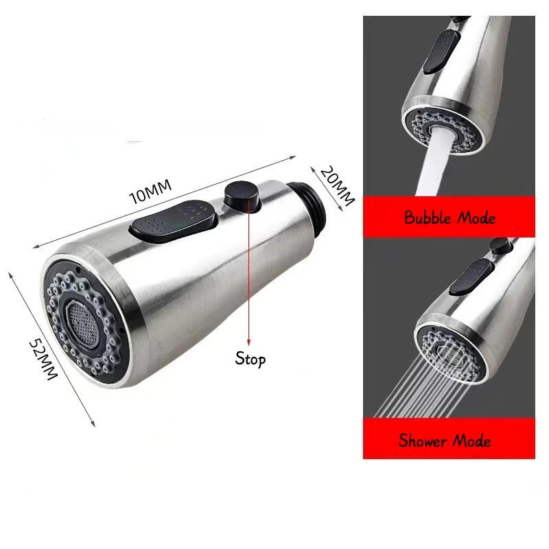 Rociador de grifo extraíble para cocina G1/2, boquilla duradera para ahorro de agua, lavabo, ducha, cabezal de pulverización, cabezal de extracción multifunción