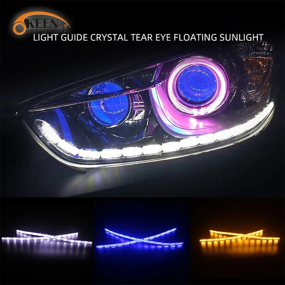 OKEEN 2p LED Headlight Strip For Car With Start Scan Sequential Flow