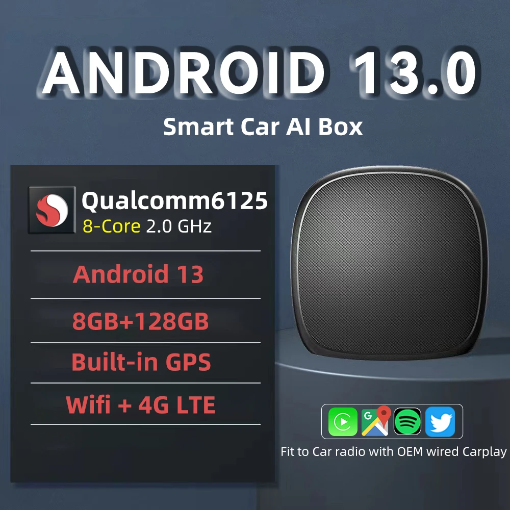 

Streaming Box Android 13 Carplay AI Box 8GB 128GB GPS Wifi Wireless Carplay Android Auto Multimedia Support Netflix Youtube