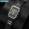 SYNOKE Men Rectangular Sports Electronic Watch Waterproof 50M Night Light Large Screen Alarm Clock Trend Retro Style 4