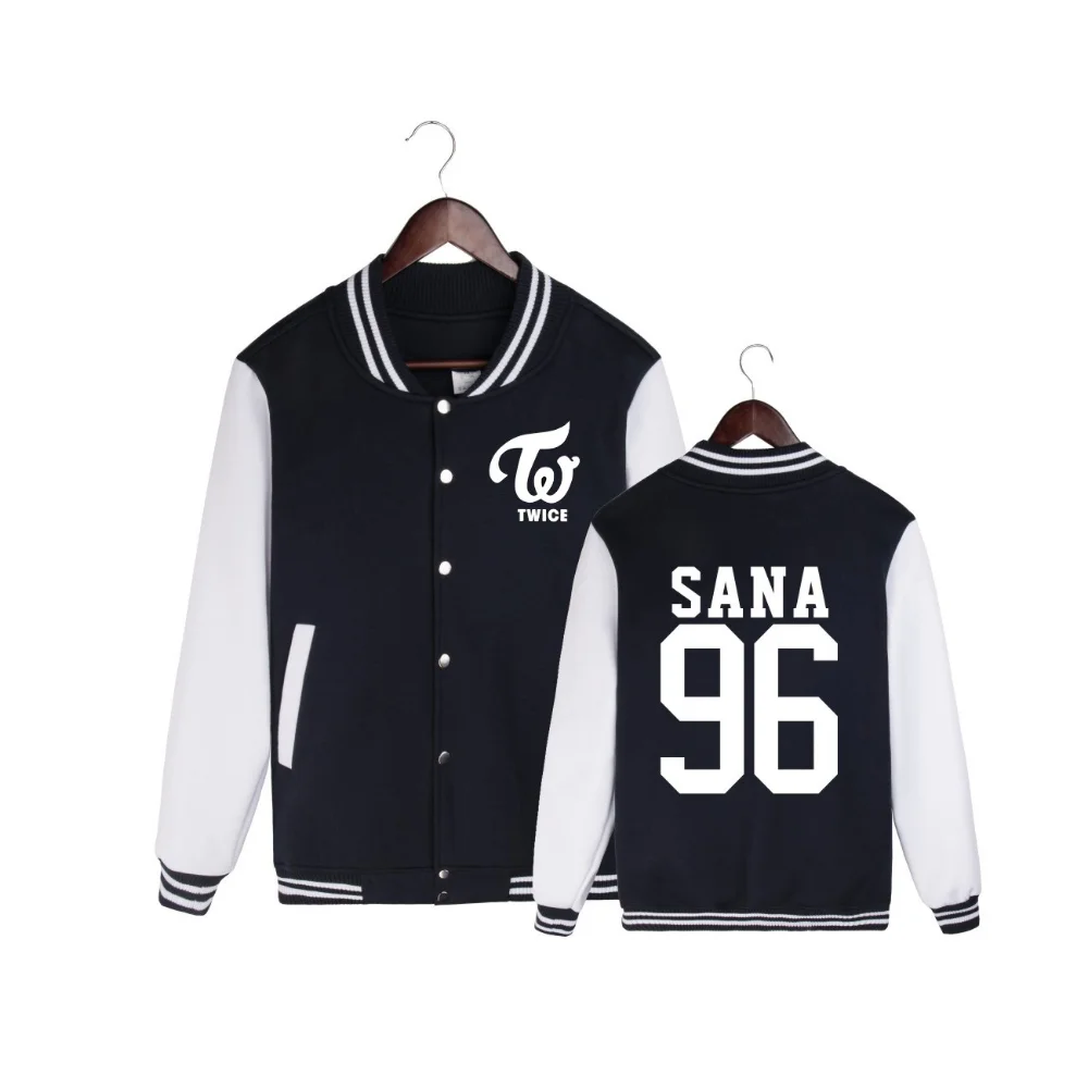KPOP TWICE Baseball Uniform Fleece Jacket Women Men Streetwear Hip Hop Long Sleeve K-POP Hoodie Sweatshirts Casual Tracksuit