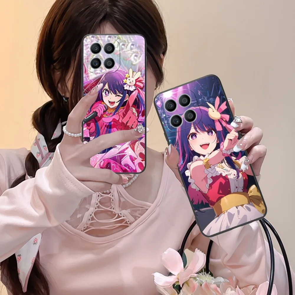 Anime Ai Hoshino Cute Phone Case For Huawei Honor 90 80 70 60 50 30 20 10 9 8 7 Pro C S Se Lite 5G Black Soft Phone Cover Funda
