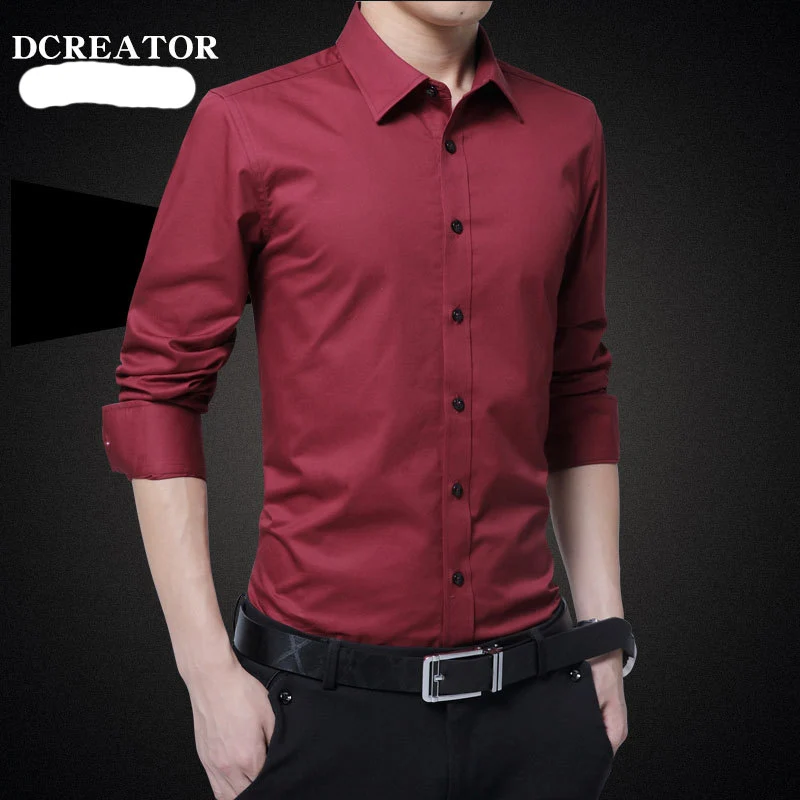 2021 New Camisas Stretch Anti-Wrinkle Cotton Men's  Shirts Long Sleeve Dress Shirts For Men Slim  Social Business Blouse Shirt