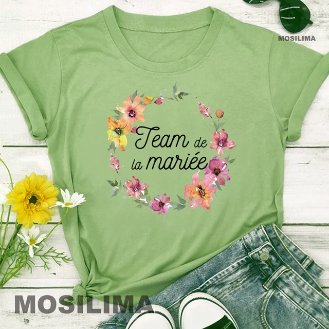Team Bride Bachelorette Wedding Party Women Evjf Tee Shirt Casual ladies basic O-collar Pink Short Sleeved T-shirt Girl green1