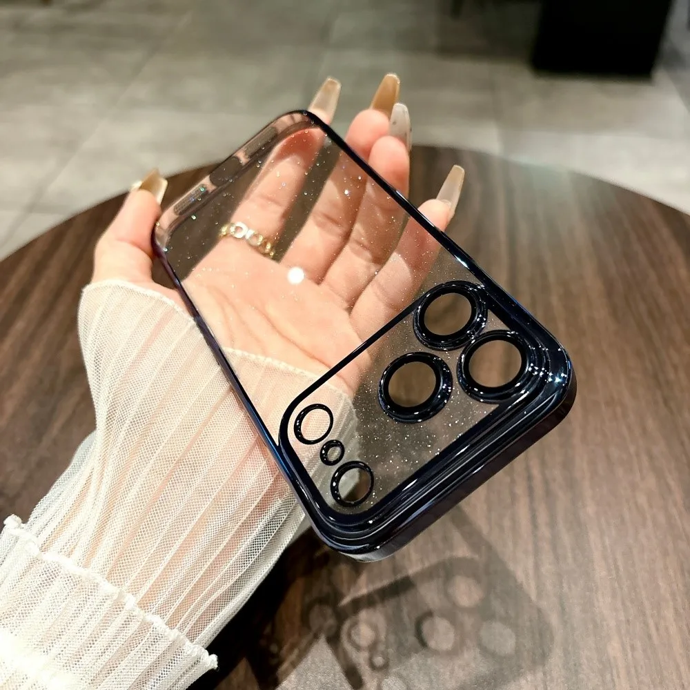 Luxury Sparkling Transparent Glitter Armor Case with Hard Plating Cover