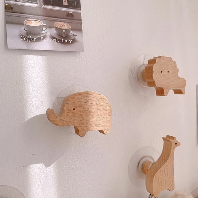 New Wooden Hooks Creative Keychain Hanger Animal Hook Wall Hanging Coat Hook  Home Decoration Solid Wood Hook Kitchen Accessories - AliExpress