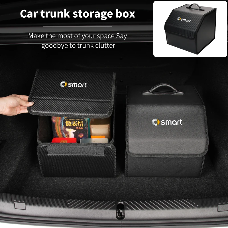 Car Leather Boot Organiser Auto Foldable Tools Storage Case Trunk Tidy For Smart Fortwo 451 450 Forfour EQ Cabrio ROADSTER Coupe