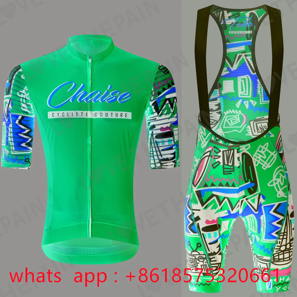 Chaise 2023 New Men's Cycling Jersey Bib Shorts Set Outdoor