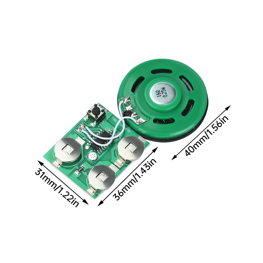 60초 오디오 재생 모듈(스피커 포함) DIY 뮤지컬 인사말 카드 자동 오버라이트 녹음 음성 메시지 모듈