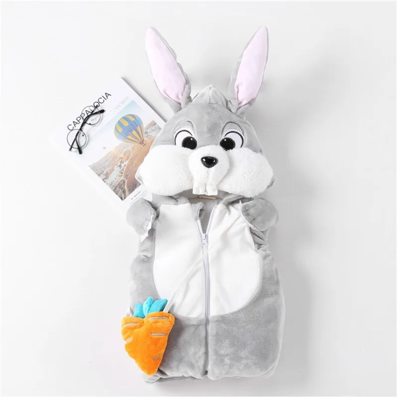 Easter Child Rabbit Bunny Cosplay Costume Cute Baby Hoodie Vest with Carrot Winter Pyjamas Thickening 1-2T 2-3T